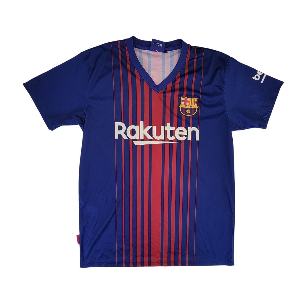 FC Barcelona Soccer Jersey Messi 10‎ Blue Red V Neck Men's Size S